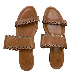 Paige Brown Devyn Leather Slip On Eyelets Sandal
